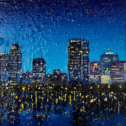 Peinture Nuit à Montréal par Dessapt Elika | Tableau Impressionnisme Acrylique, Sable