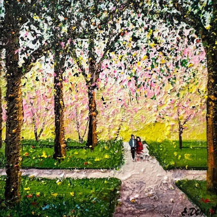 Painting Balade de printemps by Dessapt Elika | Painting Impressionism Acrylic, Sand