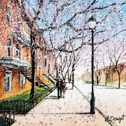 Painting Rue rosée de Montréal by Dessapt Elika | Painting