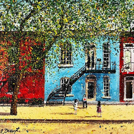 Painting Les enfants du quartier by Dessapt Elika | Painting Impressionism Acrylic, Sand Pop icons