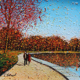 Painting Parc du mont royal en automne by Dessapt Elika | Painting