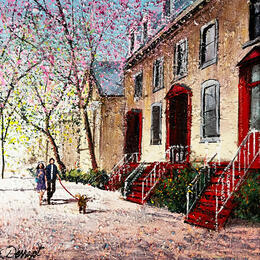 Painting Balade à Montréal avec Rocky by Dessapt Elika | Painting Impressionism Acrylic, Sand