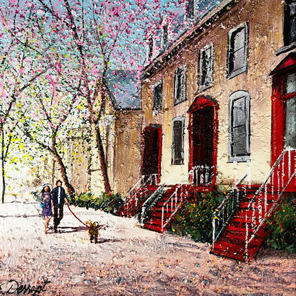 Painting Balade à Montréal avec Rocky by Dessapt Elika | Painting Impressionism Acrylic, Sand