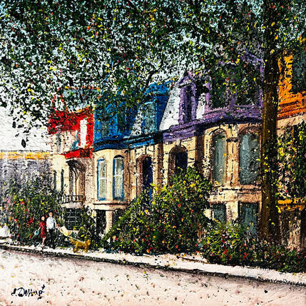 Painting L'été au square saint-louis by Dessapt Elika | Painting Impressionism Acrylic, Sand