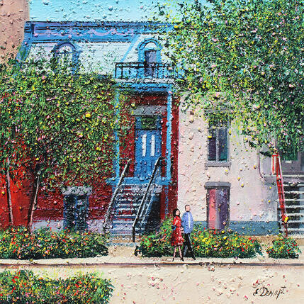 Painting Notre journée à Montréal by Dessapt Elika | Painting