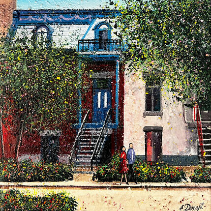 Painting Notre journée à Montréal by Dessapt Elika | Painting Impressionism Acrylic, Sand