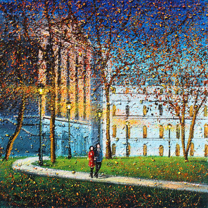 Painting Notre nuit dans le vieux Montréal by Dessapt Elika | Painting