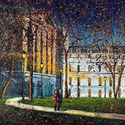 Painting Notre nuit dans le vieux Montréal by Dessapt Elika | Painting Impressionism Acrylic, Sand