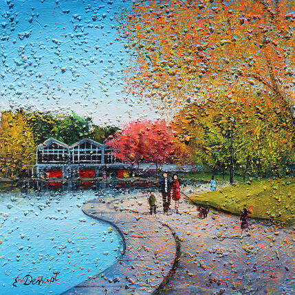 Painting Une journée en famille au lac aux castors by Dessapt Elika | Painting