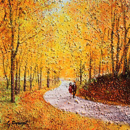 Painting Balade en forêt by Dessapt Elika | Painting Impressionism Acrylic, Sand