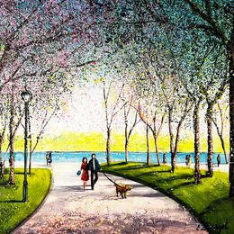 Painting Une belle journée de printemps au lac aux castors by Dessapt Elika | Painting Impressionism Acrylic, Sand