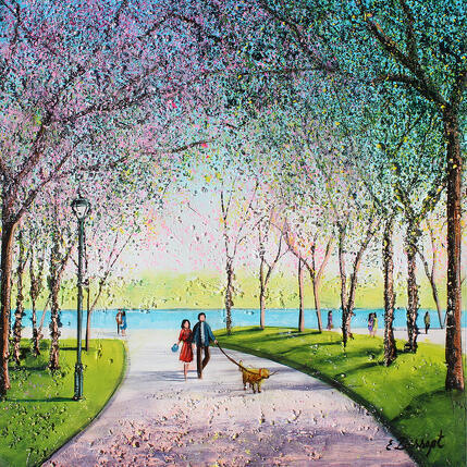 Painting Une belle journée de printemps au lac aux castors by Dessapt Elika | Painting