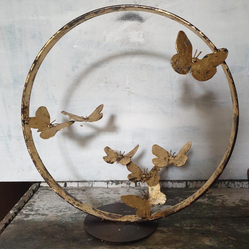 Skulptur Envolée aux 7 papillons von Eres Nicolas | Skulptur Figurativ Tiere Metall