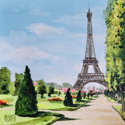 Painting I go to the tower by Rasa | Painting Figurative Acrylic Urban