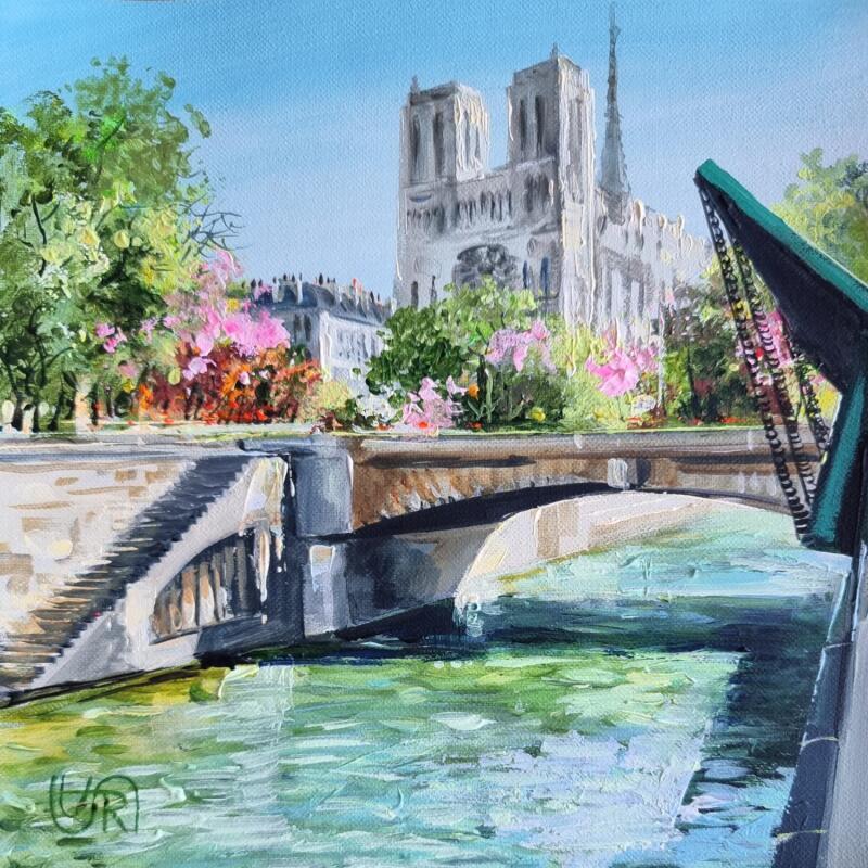 Painting River and city by Rasa | Painting Figurative Urban Acrylic