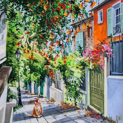 Peinture  Sunny passage par Rasa | Tableau Figuratif Acrylique Urbain