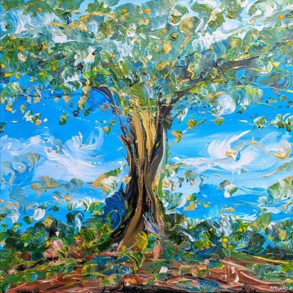 Peinture L'arbre au cœur d'or  par Amblard Florence | Tableau Abstrait Acrylique Nature