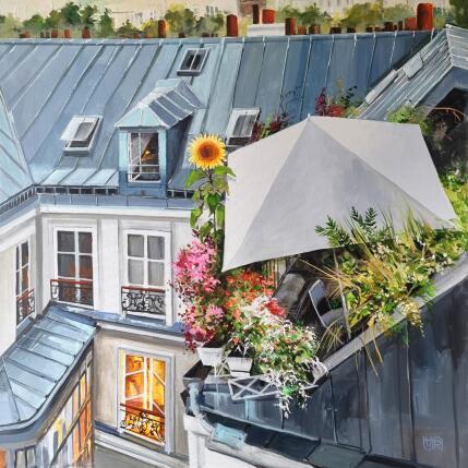 Peinture Booming Parisian terraces par Rasa | Tableau Figuratif Acrylique Urbain