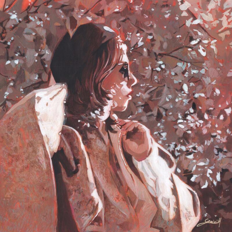 Peinture Le fil de mes pensées par Gemini. H  | Tableau Réalisme Portraits Nature Scènes de vie Huile Acrylique