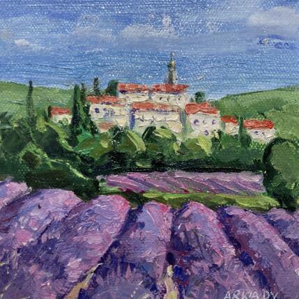 Painting Champ de Lavande au pied du village by Arkady | Painting Figurative Oil