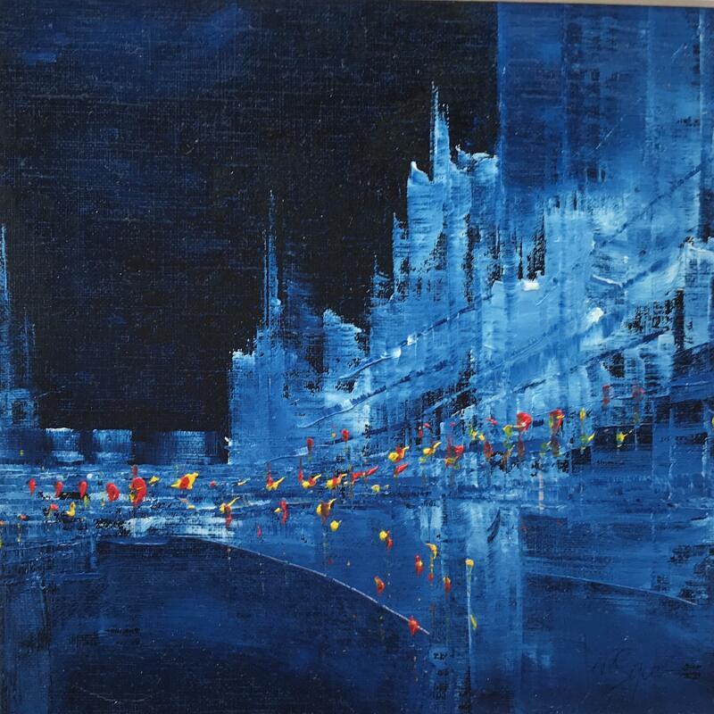 Peinture On sort ce soir ?  par Levesque Emmanuelle | Tableau Impressionnisme Urbain Huile