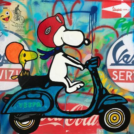Painting Snoopy vespa by Kikayou | Painting Pop-art Acrylic, Gluing, Graffiti Pop icons