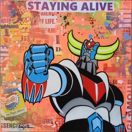 Peinture Staying alive par Euger Philippe | Tableau Pop-art Acrylique, Collage Icones Pop