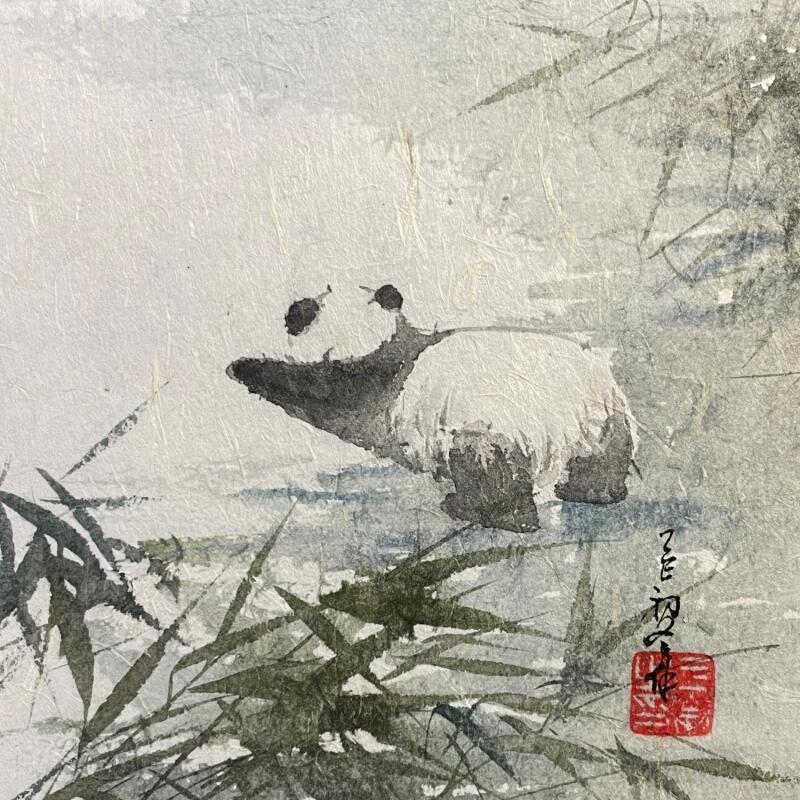 Peinture Panda  par Yu Huan Huan | Tableau Figuratif Animaux Encre