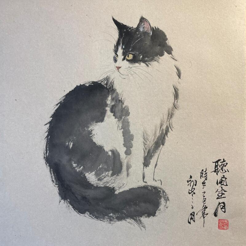 Pintura Cat 2 por Yu Huan Huan | Pintura Figurativo Animales Ink
