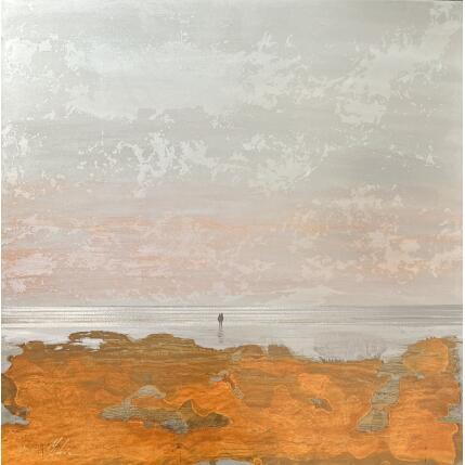 Peinture Couple plage du Lido par Mahieu Bertrand | Tableau Figuratif Métal Paysages