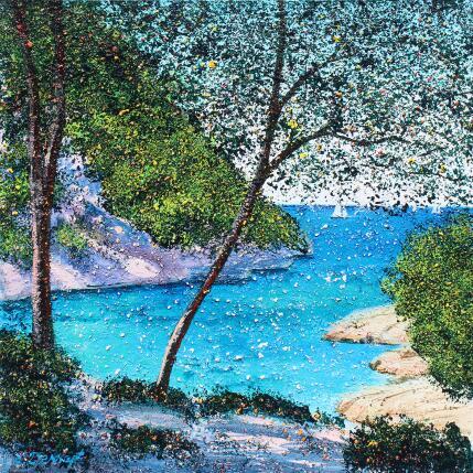Peinture L'eau turquoise et le sud de la France par Dessapt Elika | Tableau Impressionnisme Acrylique, Sable
