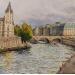 Peinture Paris, le pont St Michel par Decoudun Jean charles | Tableau Figuratif Urbain Aquarelle