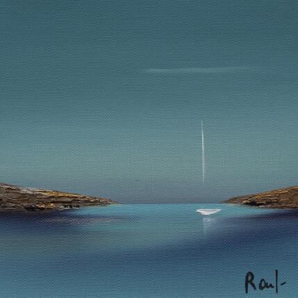 Gemälde Instant de quiétude 81 von Roussel Marie-Ange et Fanny | Gemälde Figurativ Öl Marine, Minimalistisch