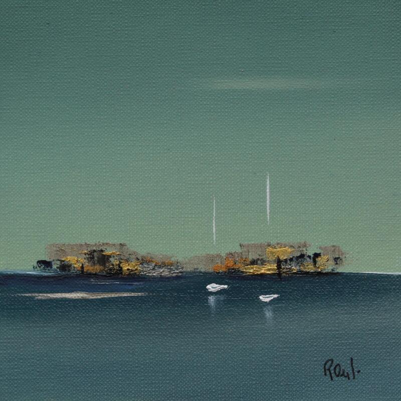 Painting Ambiance marine 81 by Roussel Marie-Ange et Fanny | Painting Figurative Marine Minimalist Oil