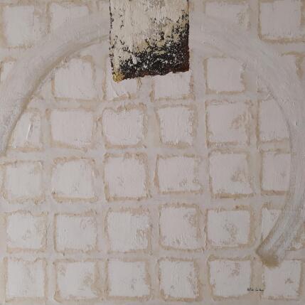 Peinture abstract white E 8 par Wilms Hilde | Tableau Abstrait Acrylique, Feuille d'or, Papier, Sable