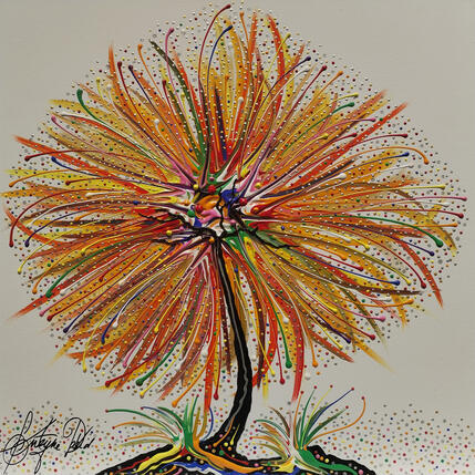 Peinture L'arbre aux bonheurs par Fonteyne David | Tableau Figuratif Acrylique