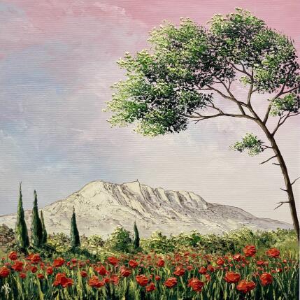 Peinture Sainte-Victoire, camaïeu de rose par Blandin Magali | Tableau Figuratif Huile Paysages