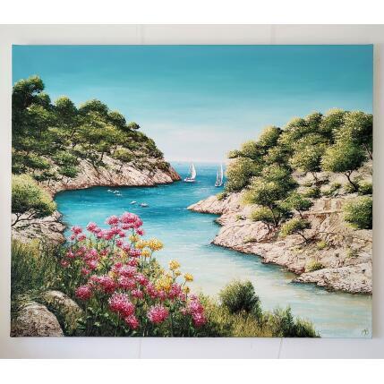 Peinture Calanque de Port Pin par Blandin Magali | Tableau Abstrait Acrylique, Aquarelle, Ardoise, Bois, Carton, Collage, Encre, Feuille d'argent, Feuille d'or, Fusain, Gouache, Graffiti, Grès, Huile, Laque, Métal, Papier, Pastel, Pigments, Plexiglas, Posca, Poudre de marbre, Pyrogravure, Résine, Sable, Textile, Upcycling, Zinc Animaux, Architecture, Cinéma, Enfant, Icones Pop, Marine, Minimaliste, Mode, Musique, Nature, Natures mortes, Noir & blanc, Nu, Paysages, Portraits, Scènes de vie, Société, Sport, Urbain