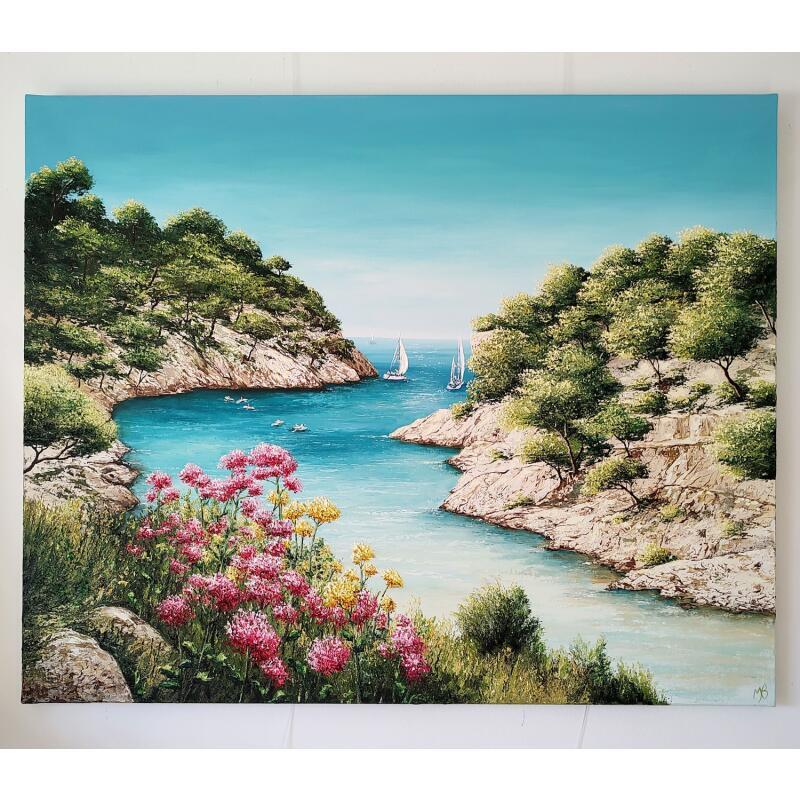 Peinture Calanque de Port Pin par Blandin Magali | Tableau Figuratif Paysages Huile