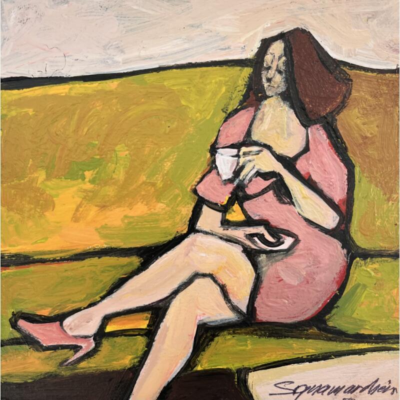 Gemälde Arabica von Signamarcheix Bernard | Gemälde Naive Kunst Acryl Tinte Pastell