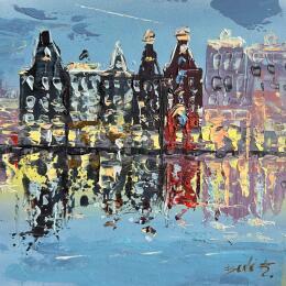 Peinture the poetic cityscape par Rodrigues Bené | Tableau Figuratif Acrylique Urbain