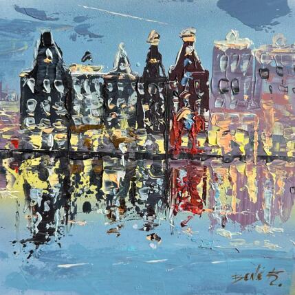 Painting the poetic cityscape by Rodrigues Bené | Painting Figurative Acrylic Urban