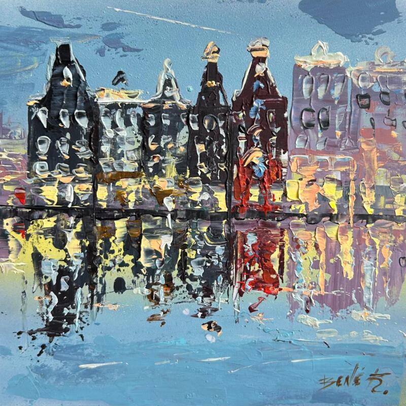 Painting the poetic cityscape by Rodrigues Bené | Painting Figurative Urban Acrylic