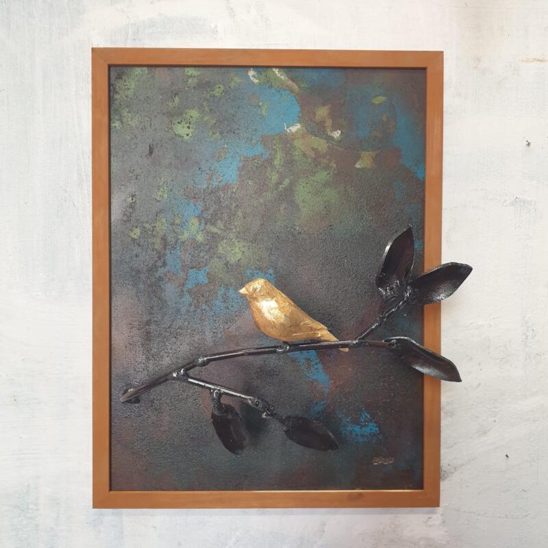 Sculpture L’Oiseau dans le cadre par Eres Nicolas | Sculpture Figuratif Animaux Métal
