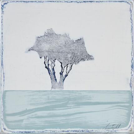 Gemälde Sur le bleu d'un sol 469 von ChristophL | Gemälde Figurativ Acryl, Holz, Tinte Landschaften, Minimalistisch