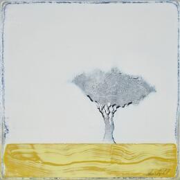 Painting Comme un jaune arborescent 474 by ChristophL | Painting Figurative Acrylic, Ink, Wood Landscapes, Minimalist