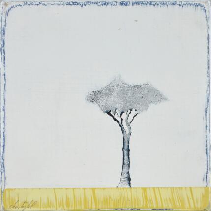 Peinture Comme un jaune arborescent 475 par ChristophL | Tableau Figuratif Acrylique, Bois, Encre Minimaliste, Paysages