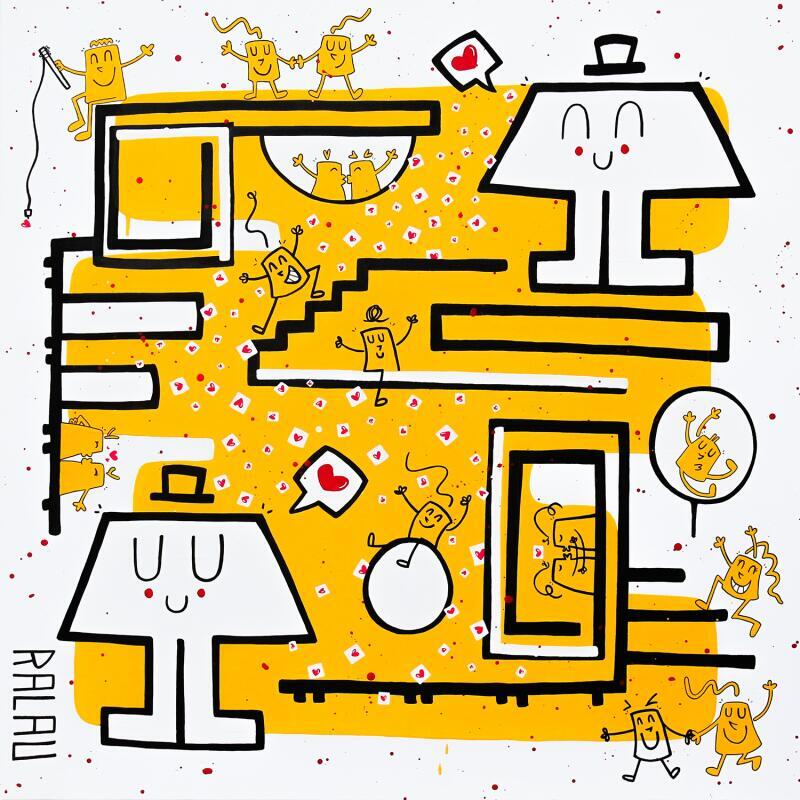 Painting Une farandole d'amour by Ralau | Painting Raw art Life style Acrylic Posca