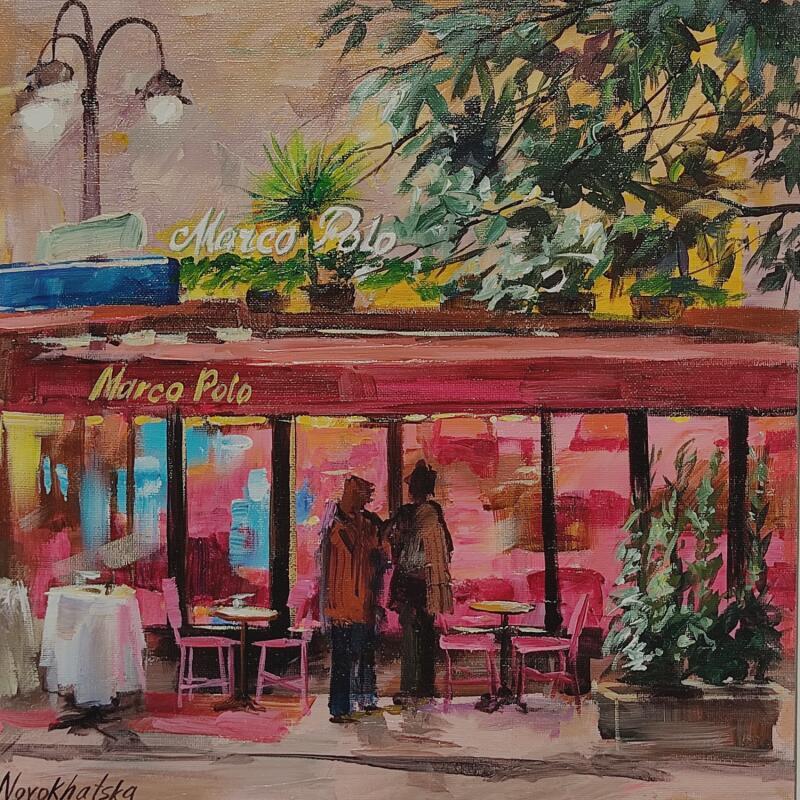 Gemälde Café Marco Polo von Novokhatska Olga | Gemälde Figurativ Urban Öl Acryl