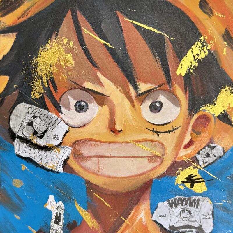 Painting Luffy Smile by Caizergues Noël  | Painting Pop-art Pop icons Acrylic Gluing